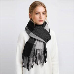 Winter Scarf for Women, Cashmere Feel Plaid Scarf, Long Blanket